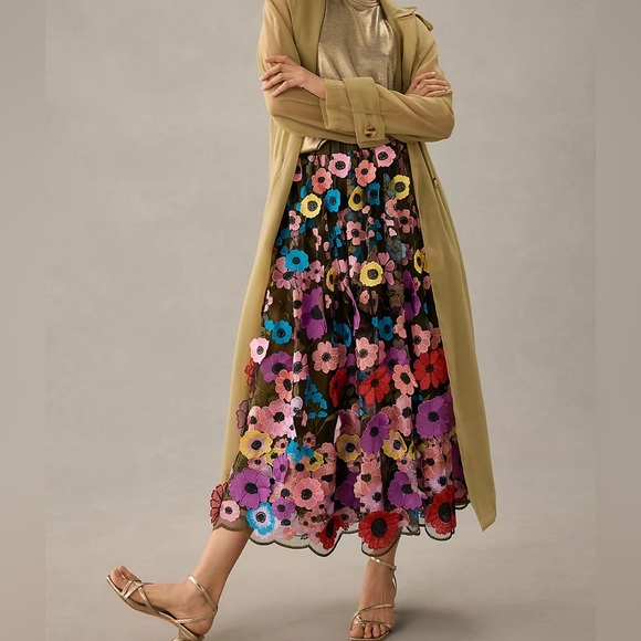 Maeve Dresses & Skirts - Anthropologie Maeve Floral Appliqué Maxi Skirt NWT Small